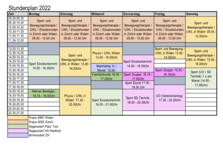 Neuer Stundenplan 2022